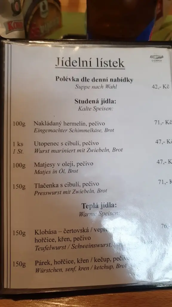 Menu_Hospoda U Cimpla_Hejnice_immagine_3