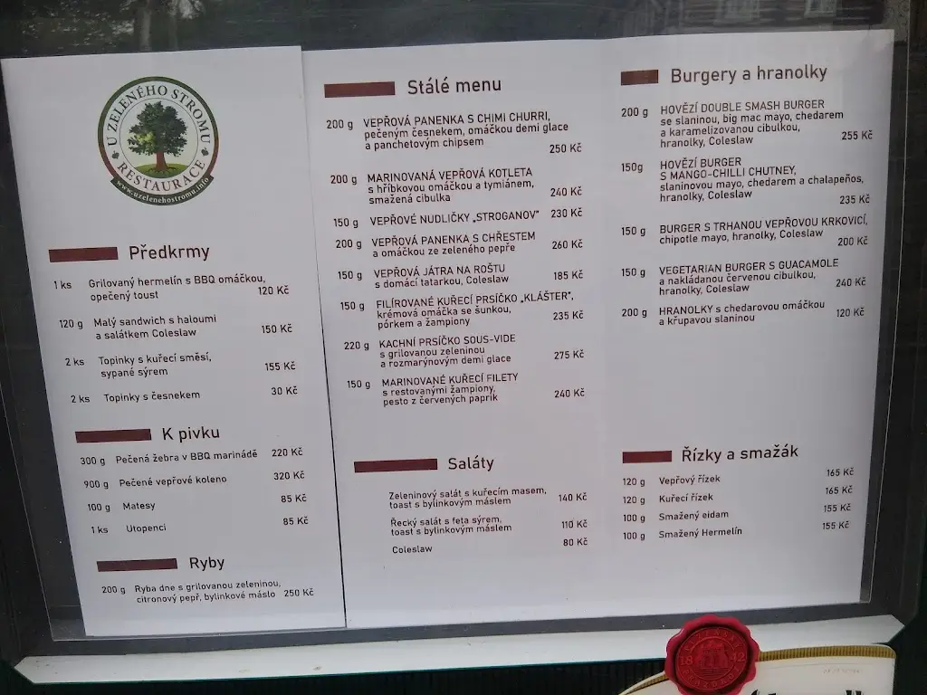 Menu_The Green Tree Inn_Hejnice_image_1