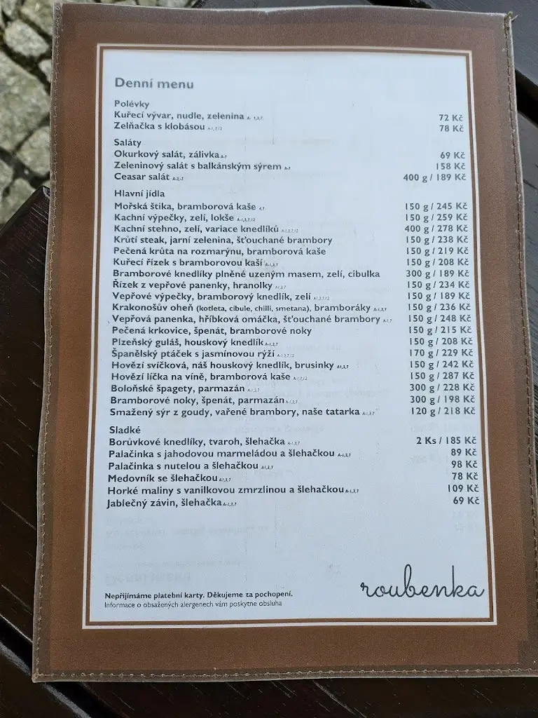 Menu_Roubenka Pension_Harrachov_image_1