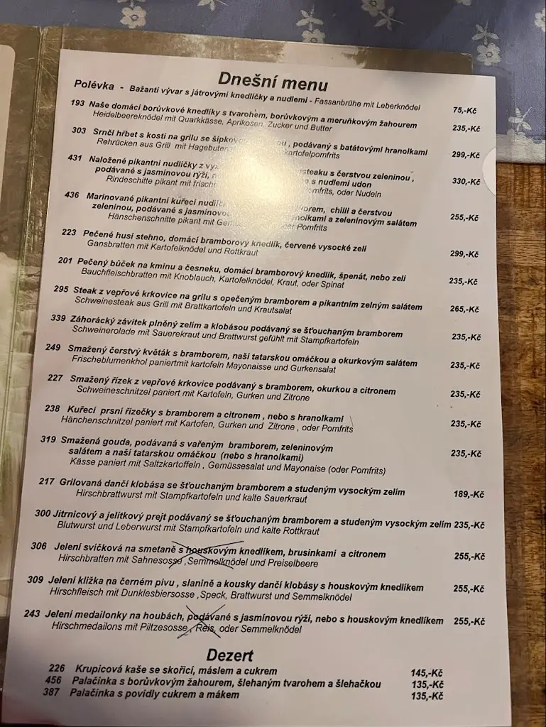 Menu_Restaurace a penzion Chaloupka_Harrachov_image_1
