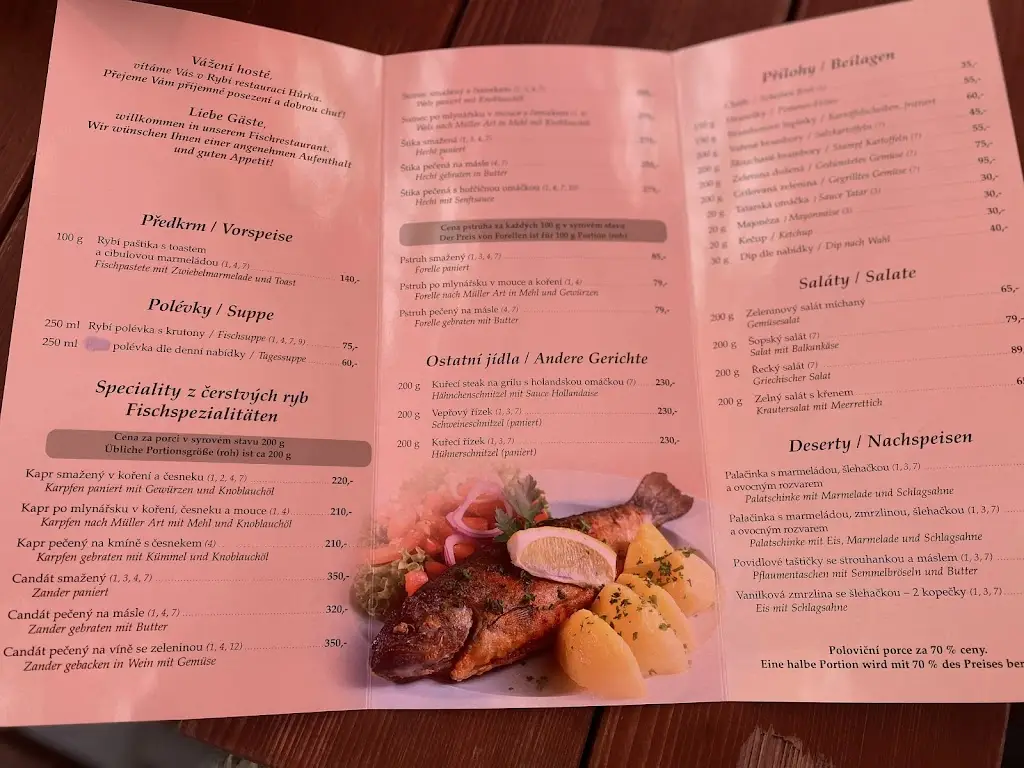 Menu_Rybí restaurace a apartmány Hůrka_Horní Planá_immagine_3