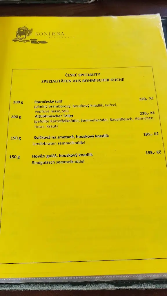 Menu_Konirna Restaurant_Hrádek nad Nisou_image_1