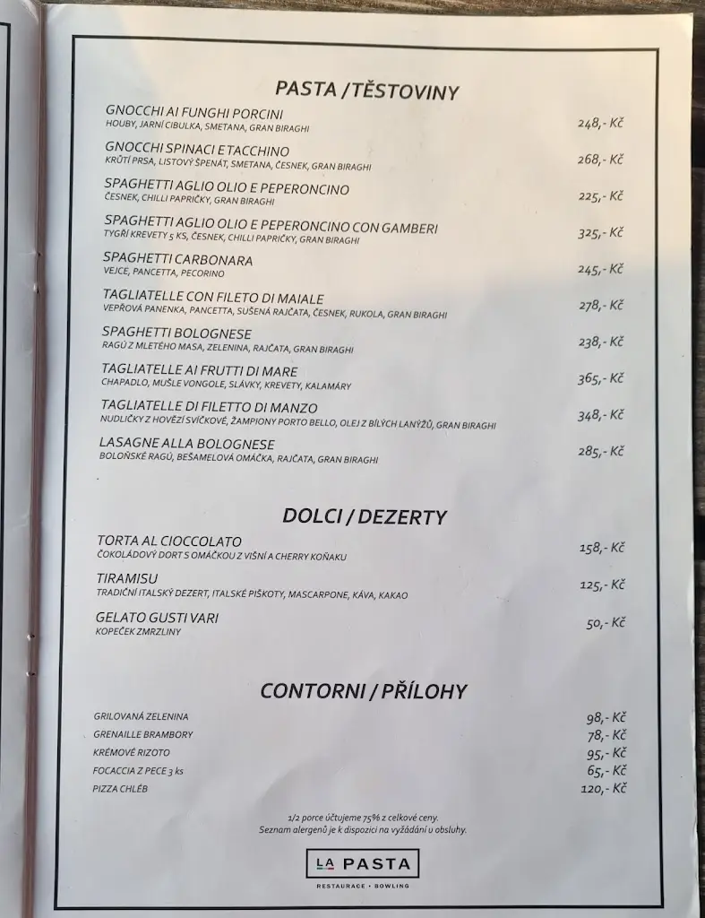 Menu_La Pasta - Restaurant & Bowling_Janov nad Nisou_image_3