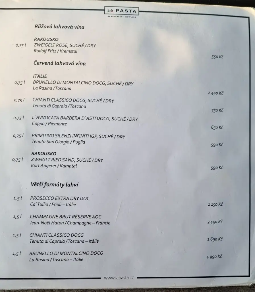 Menu_La Pasta - Restaurant & Bowling_Janov nad Nisou_image_4
