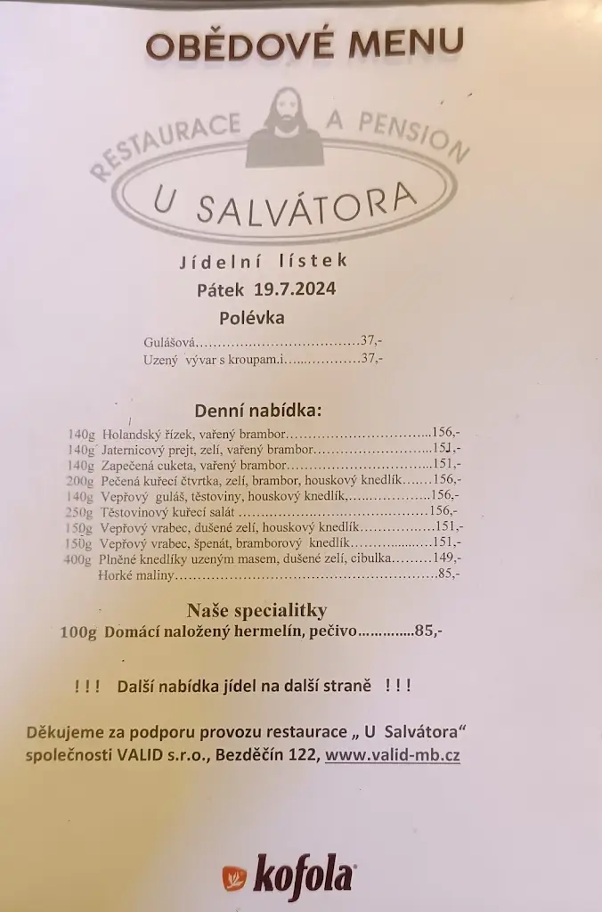 Menu_Restaurace U SALVÁTORA_Jablonné v Podještědí_image_1