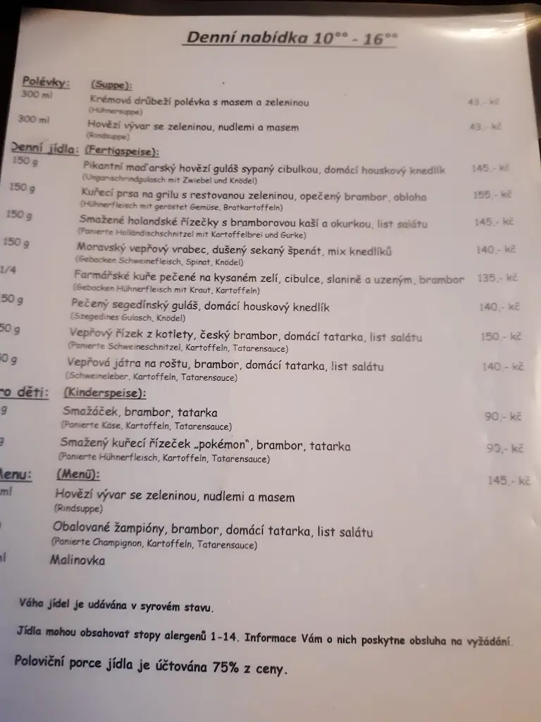 Menu_MOTOREST U KONĚ_Kamenický Šenov_image_1