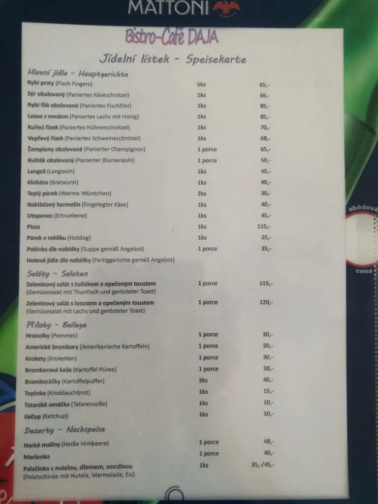 Menu_Bistro Cafe DAJA_Horní Planá_immagine_4
