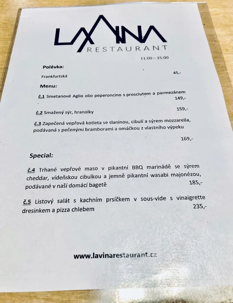 Menu_Lavina restaurant a hotel Na Staré poště_Jilemnice_image_1