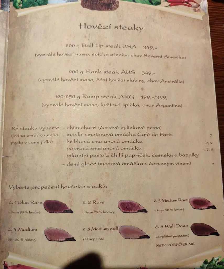 Menu_Steak House Liberec_Liberec_immagine_1