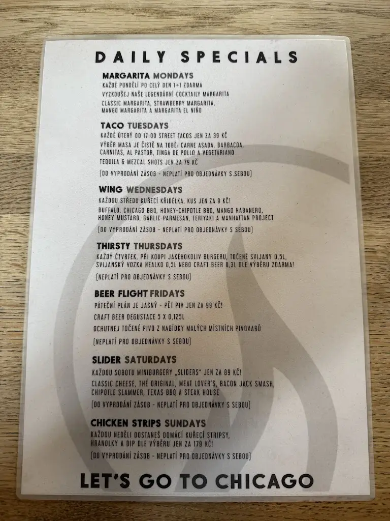 Menu_Chicago Bar & Grill_Liberec_image_3
