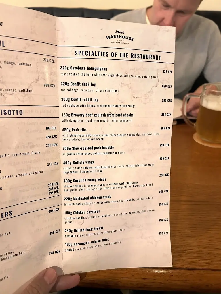 Menu_Beer Warehouse restaurant_Liberec_image_1