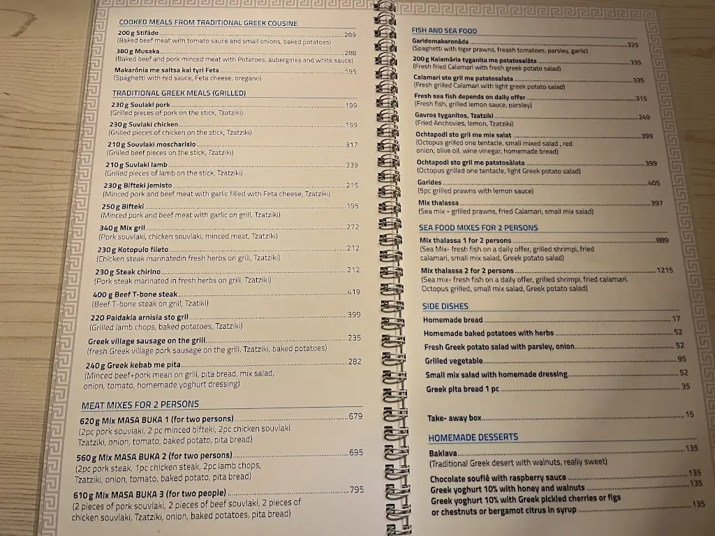 Menu_MASA BUKA Nikosova Greek taverna_Liberec_image_4