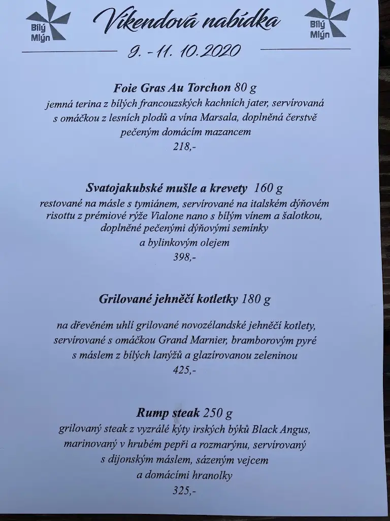 Menu_Restaurace a penzion Bílý Mlýn Liberec_Liberec_image_3