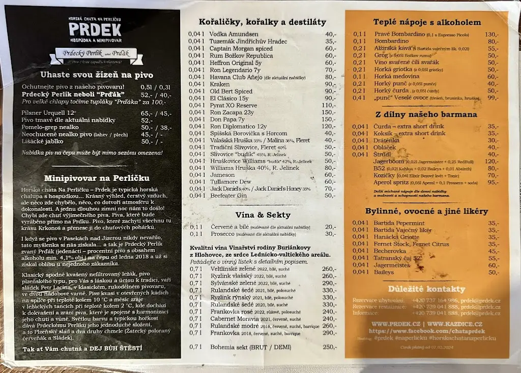 Menu_Horská chata Na Perlíčku - Prdek, hospůdka, minipivovar a ubytování_Kořenov_image_2