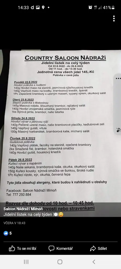 Menu_Restaurace Country Saloon_Mimoň_image_1