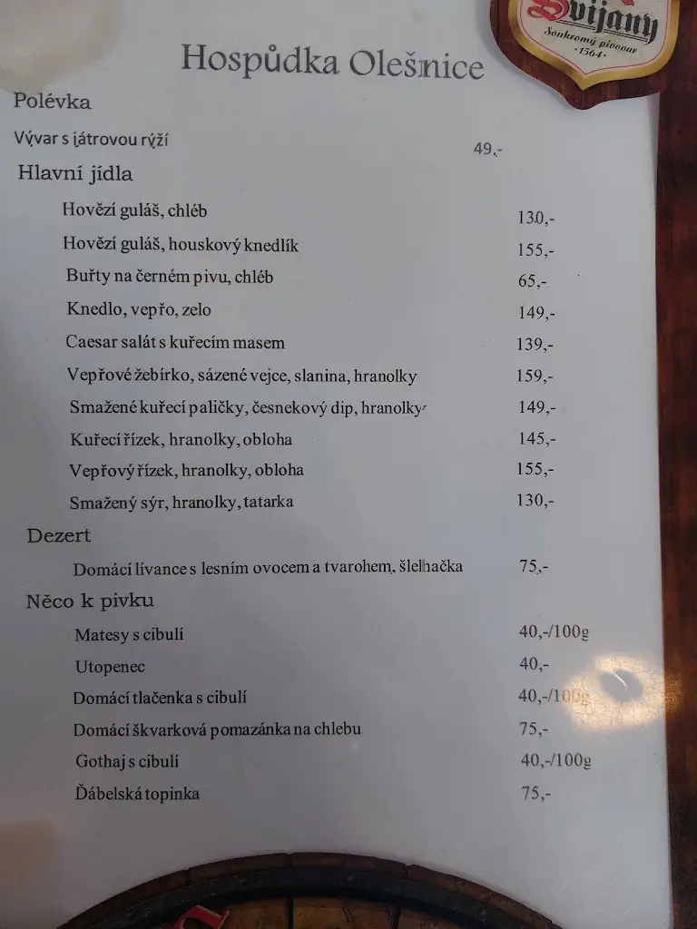 Menu_Hospůdka Olešnice_Ohrazenice_immagine_4