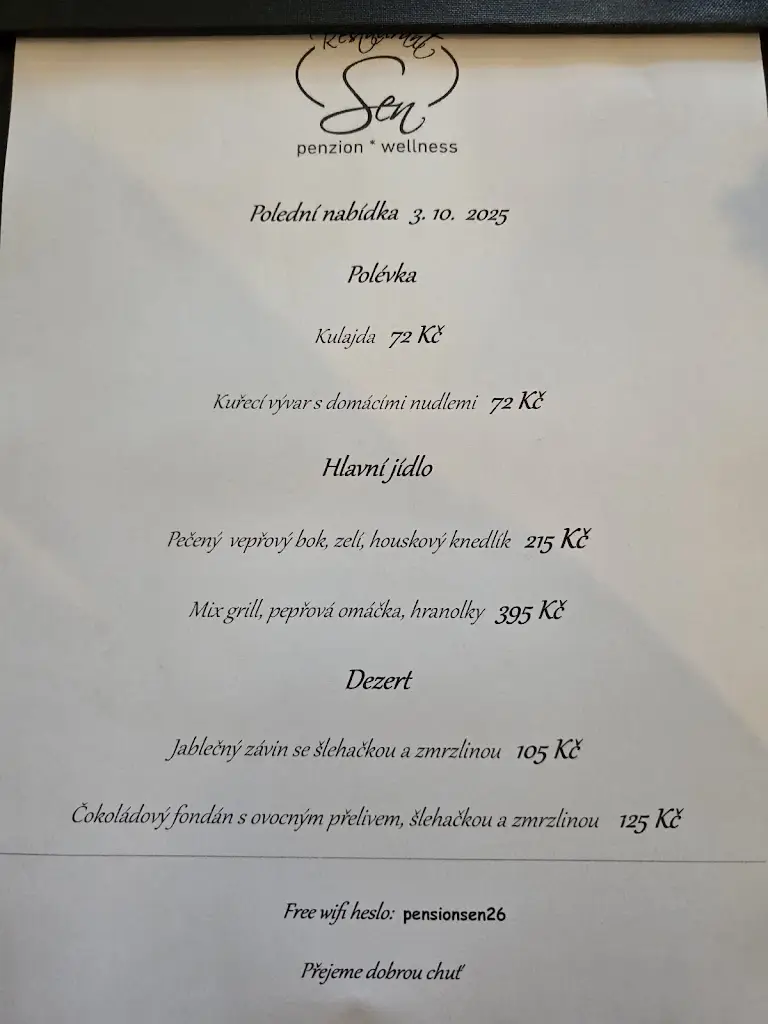 Menu_Restaurant penzion Sen_Horní Planá_image_2