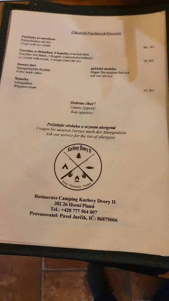 Menu_Restaurace Camping Karlovy Dvory II_Horní Planá_image_4
