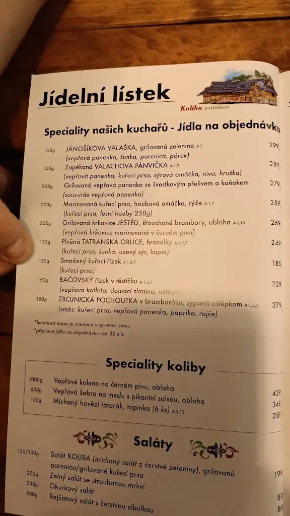 Menu_Koliba pod Ještědem_Stráž nad Nisou_image_2