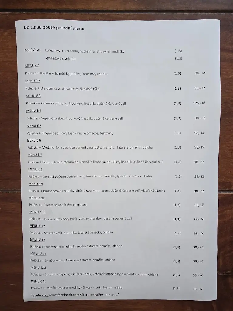 Menu_Staročeská Restaurace_Stráž nad Nisou_image_1