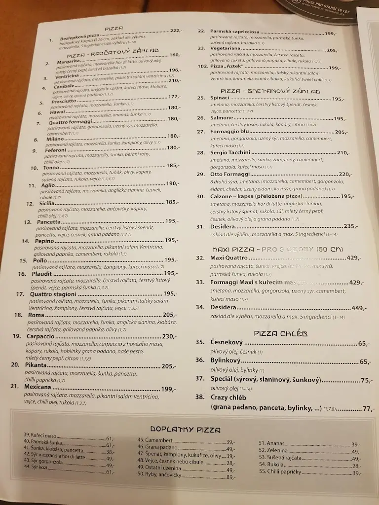 Menu_Pizzerie Restaurant Plaudit_Turnov_image_1