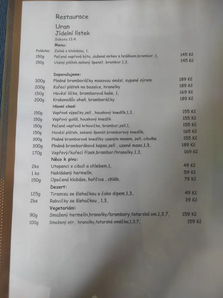 Menu_Hotel Uran_Stráž pod Ralskem_image_3