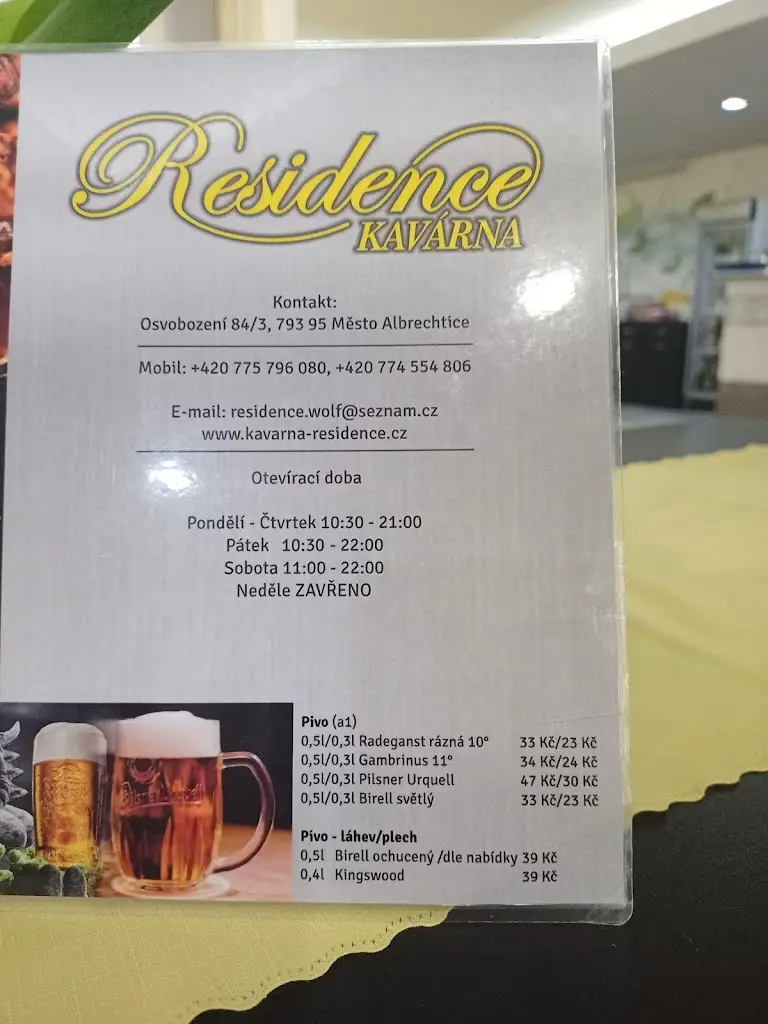Menu_Kavárna Residence_Albrechtice_image_1