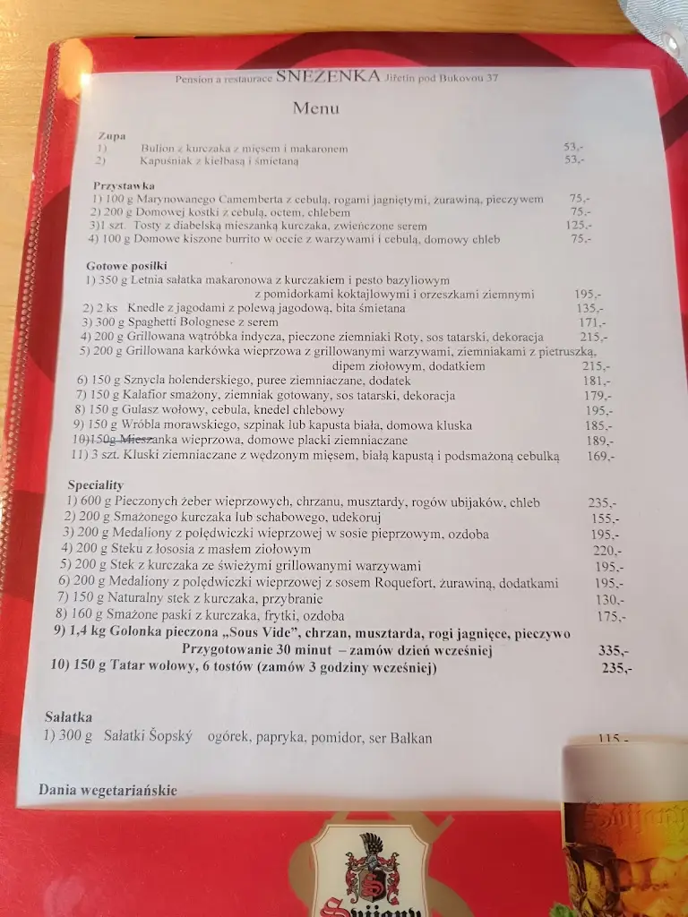 Menu_Pension a restaurace Sněženka_Tanvald_immagine_2