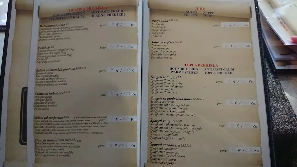 Menu_Restoran Kangarol_Baška_immagine_1