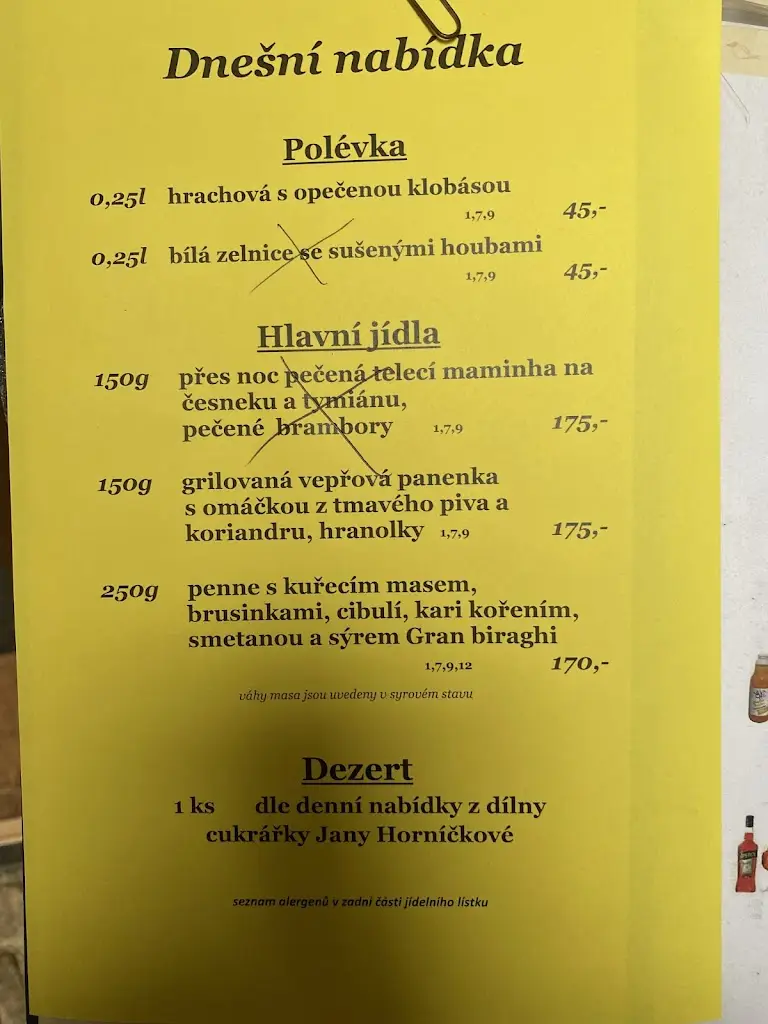 Menu_Restaurace Černej pták_Jindřichův Hradec_image_1
