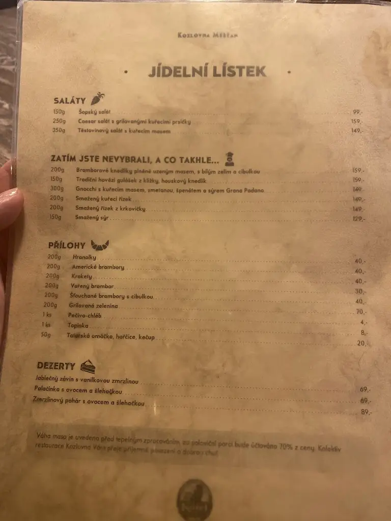 Menu_KOZLOVNA MĚŠŤAN, značková pivnice a penzion_Jindřichův Hradec_image_2