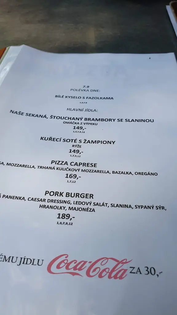 Menu_Restaurace Hvězda_Bohumín_immagine_3
