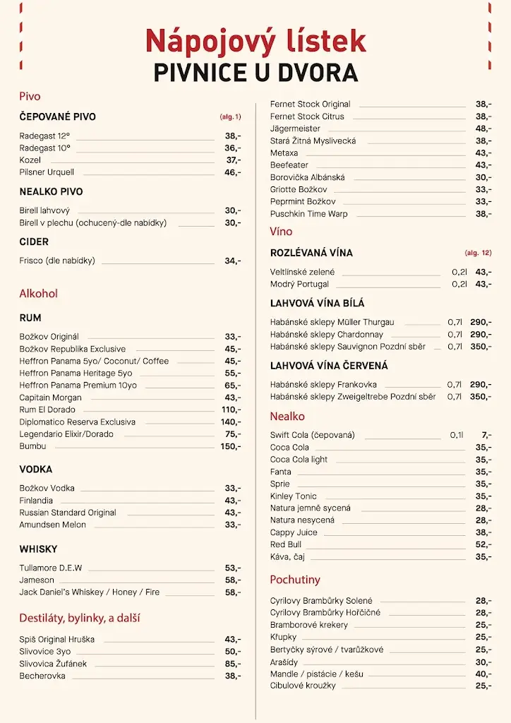 Menu_Pivnice U Dvora_Bohumín_image_1
