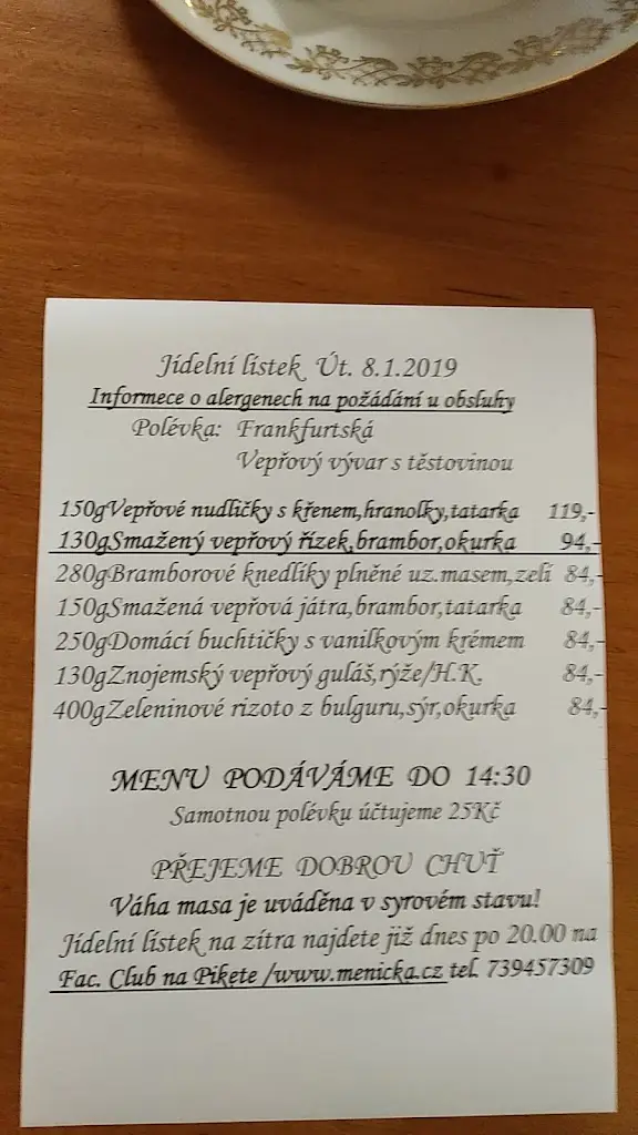 Menu_Club na Piketě_Jindřichův Hradec_image_1