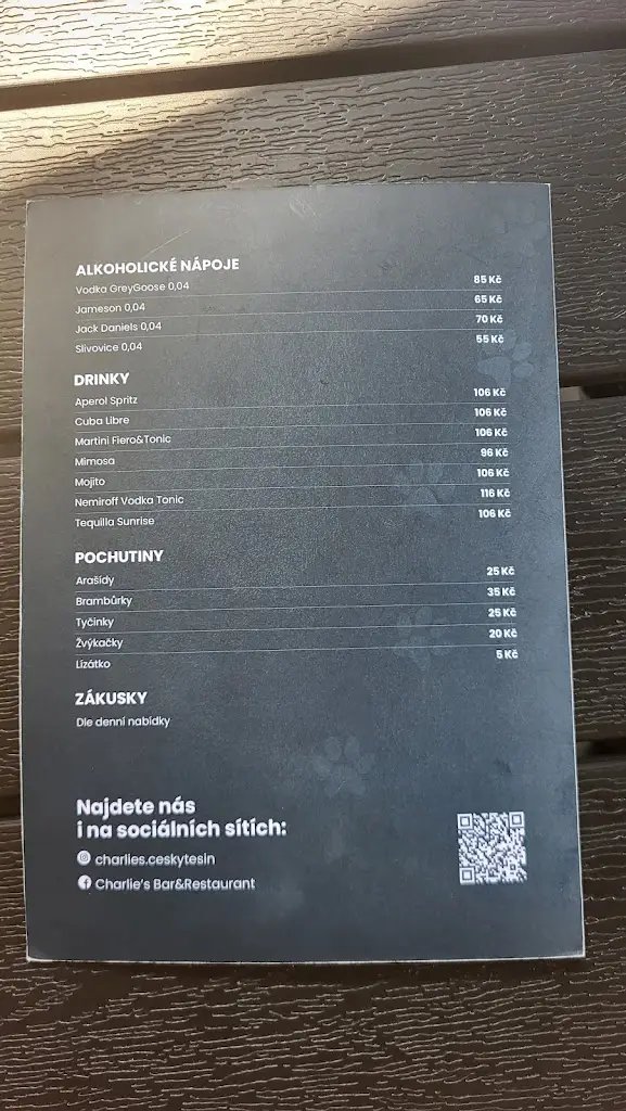 Menu_Charlie’s Bar&Restaurant_Chotěbuz_immagine_3