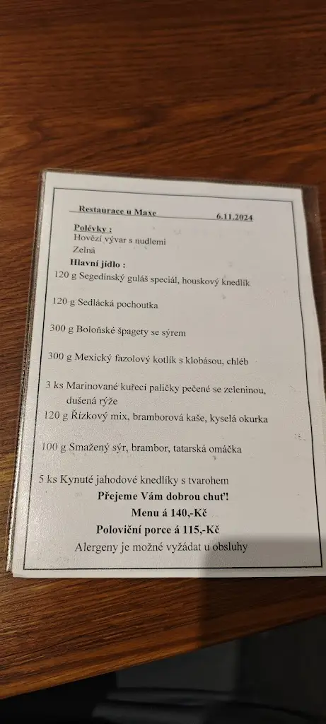 Menu_Restaurace U Maxe_Jindřichův Hradec_image_1