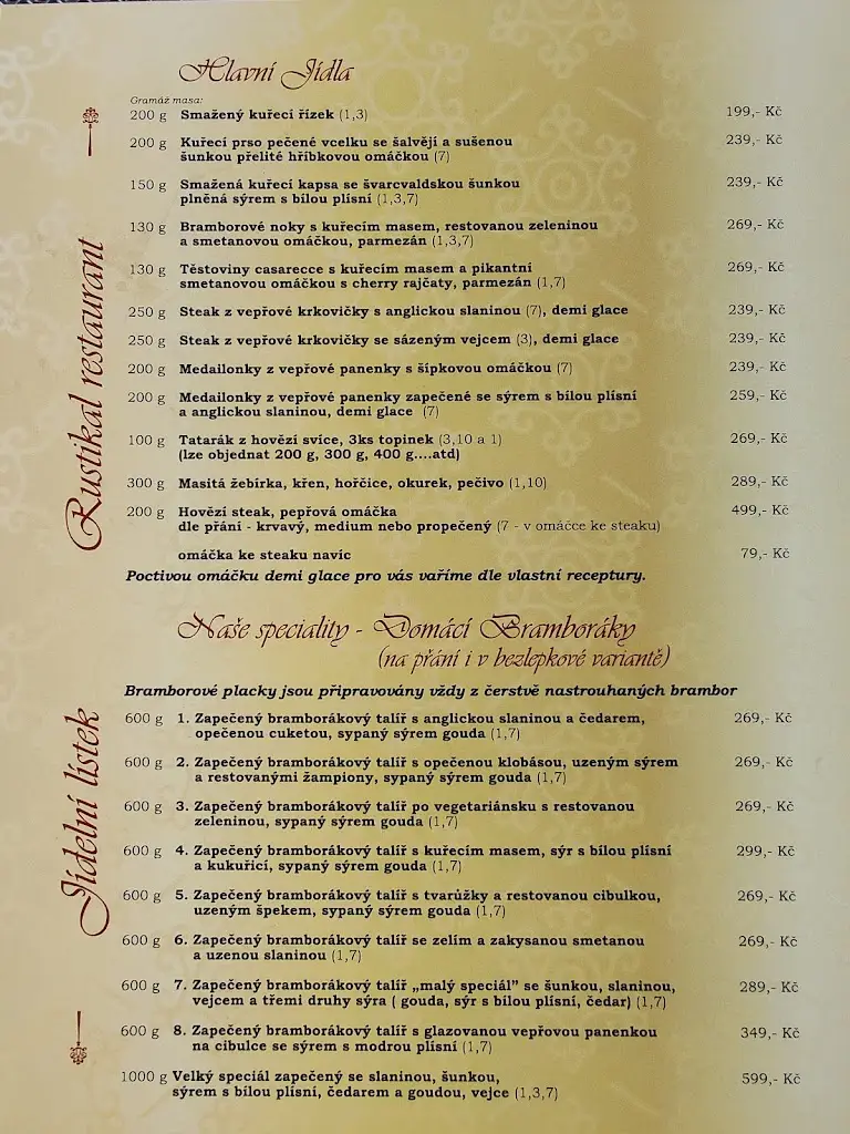 Menu_Rustikal Restaurant_Dolní Lutyně_image_1