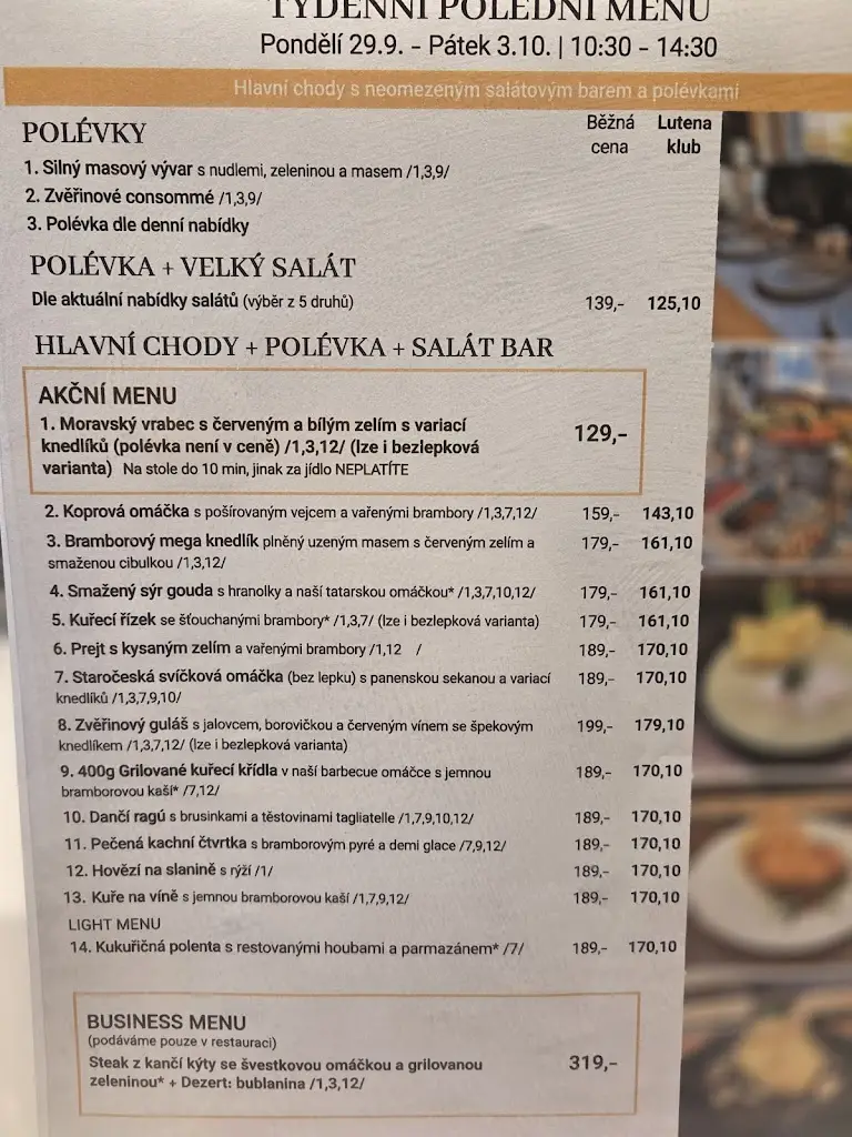 Menu_Restaurace a penzion Lutena_Dolní Lutyně_image_3