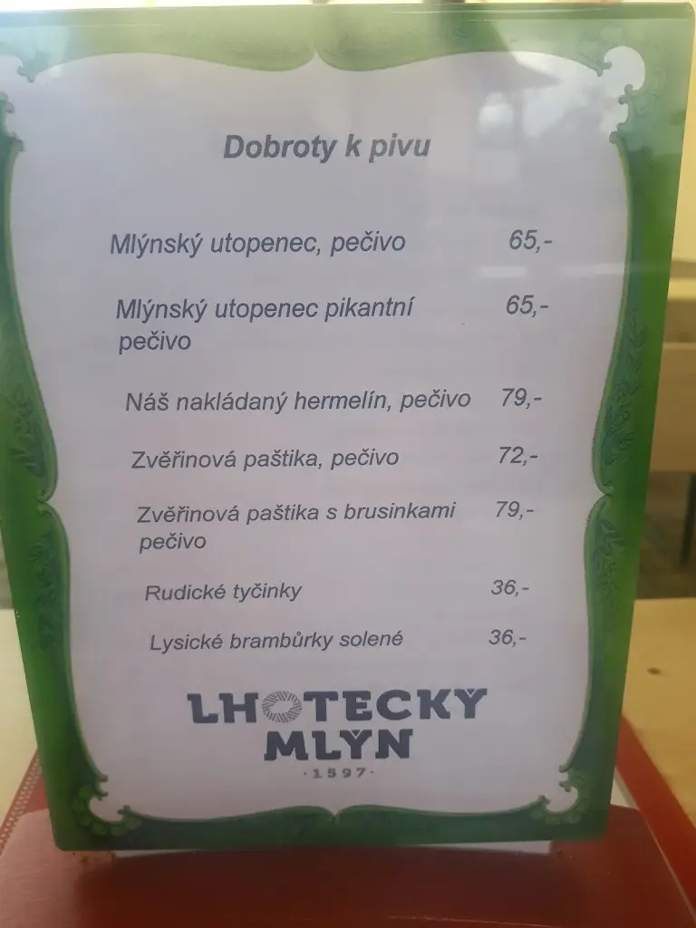 Menu_Lhotecký mlýn_Dolní Lhota_image_1