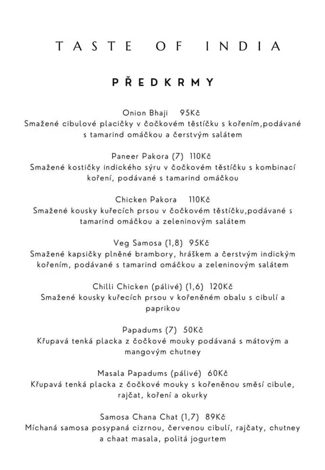 Menu_Taste of India Opava Indian restaurant and bar_Dolní Životice_image_1