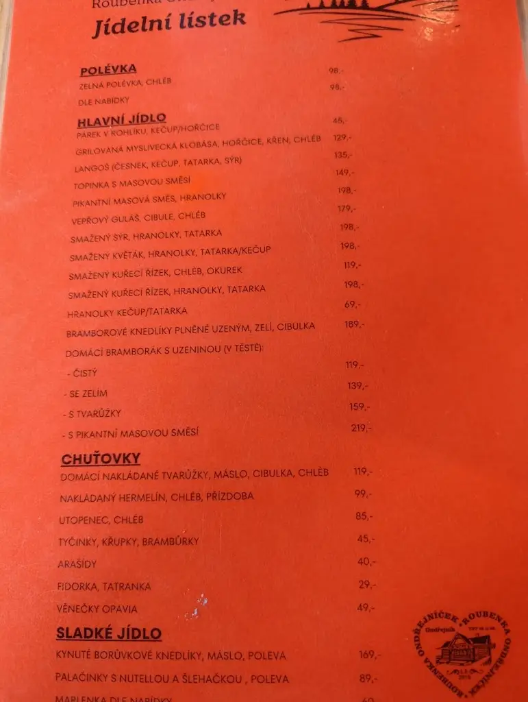 Menu_Roubenka Ondřejníček_Frýdlant nad Ostravicí_image_1