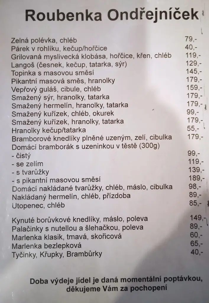 Menu_Roubenka Ondřejníček_Frýdlant nad Ostravicí_image_4