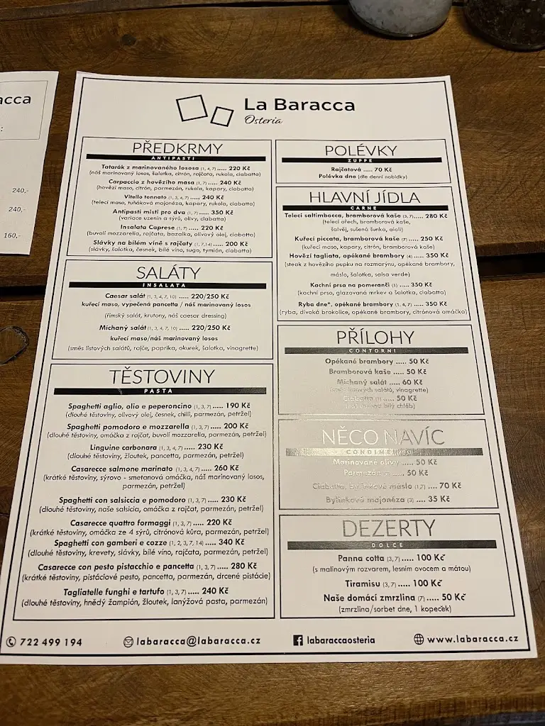 Menu_La Baracca_Frýdek-Místek_image_1