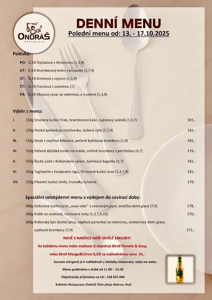 Menu_restaurant Ondráš_Frýdek-Místek_image_1