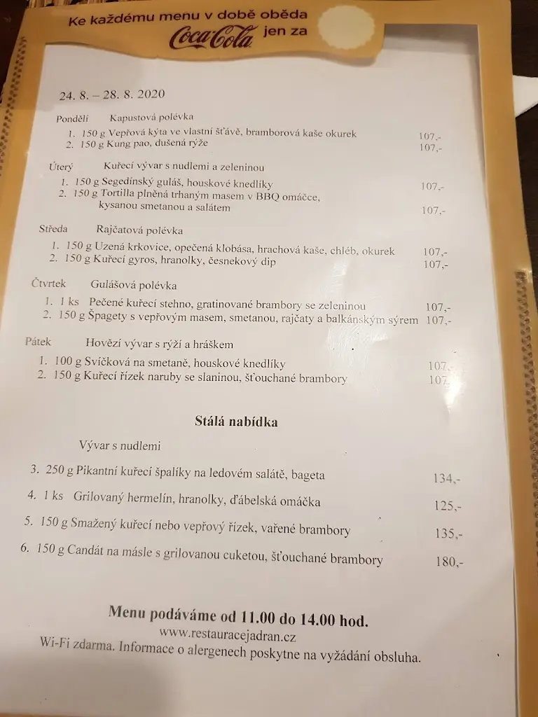 Menu_restaurant Jadran_Frýdek-Místek_immagine_2