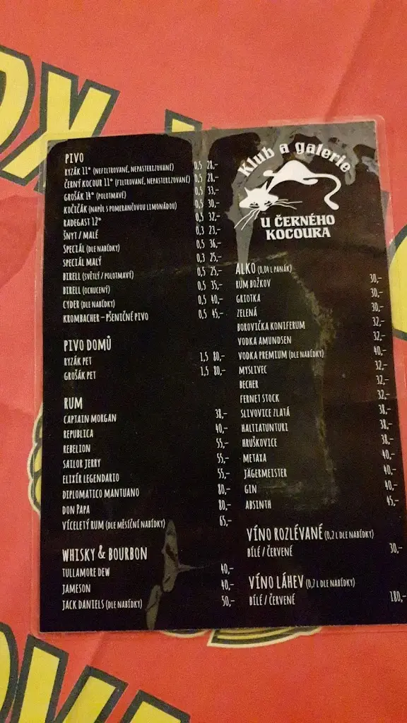 Menu_Klub a galerie U Černého kocoura_Frýdek-Místek_image_1