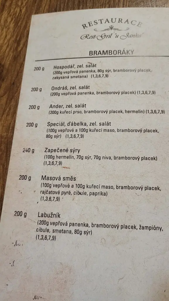 Menu_Rest - Gril U Janka - Bowling - Frýdek - Místek_Frýdek-Místek_image_1