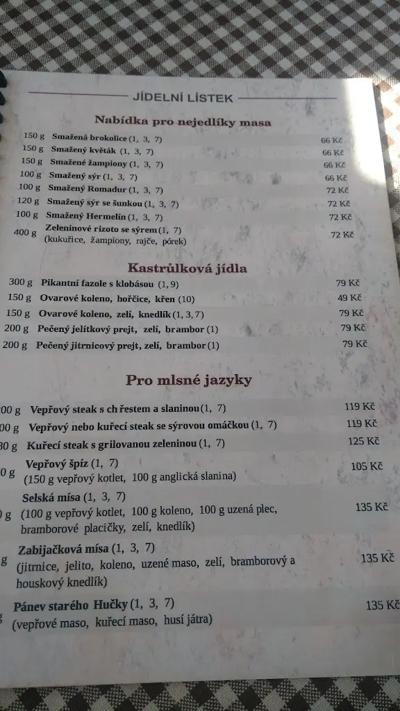 Menu_Restaurace U Hučky_Frýdek-Místek_immagine_1
