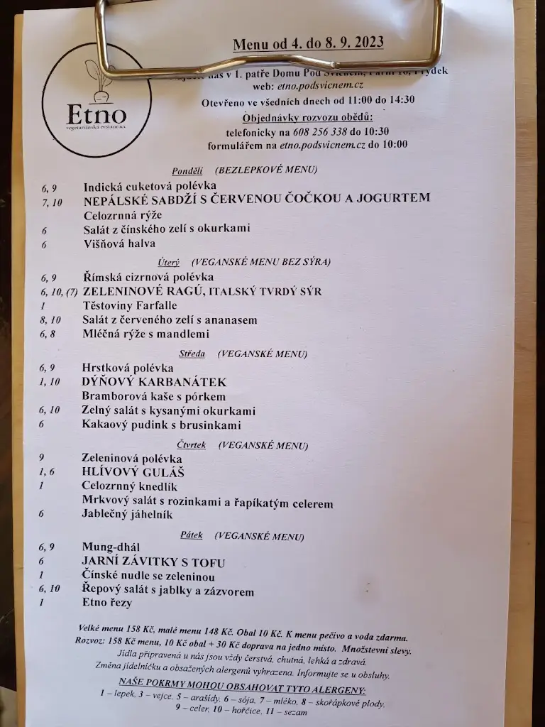 Menu_Etno - vegetariánská restaurace_Frýdek-Místek_immagine_2