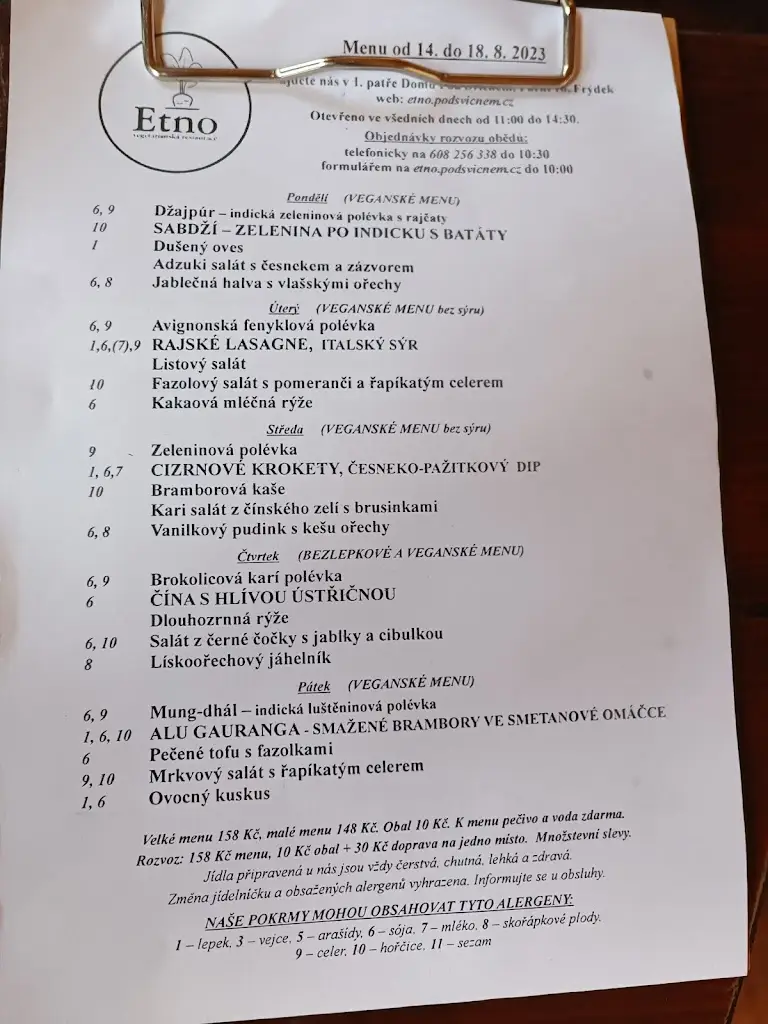 Menu_Etno - vegetariánská restaurace_Frýdek-Místek_immagine_3